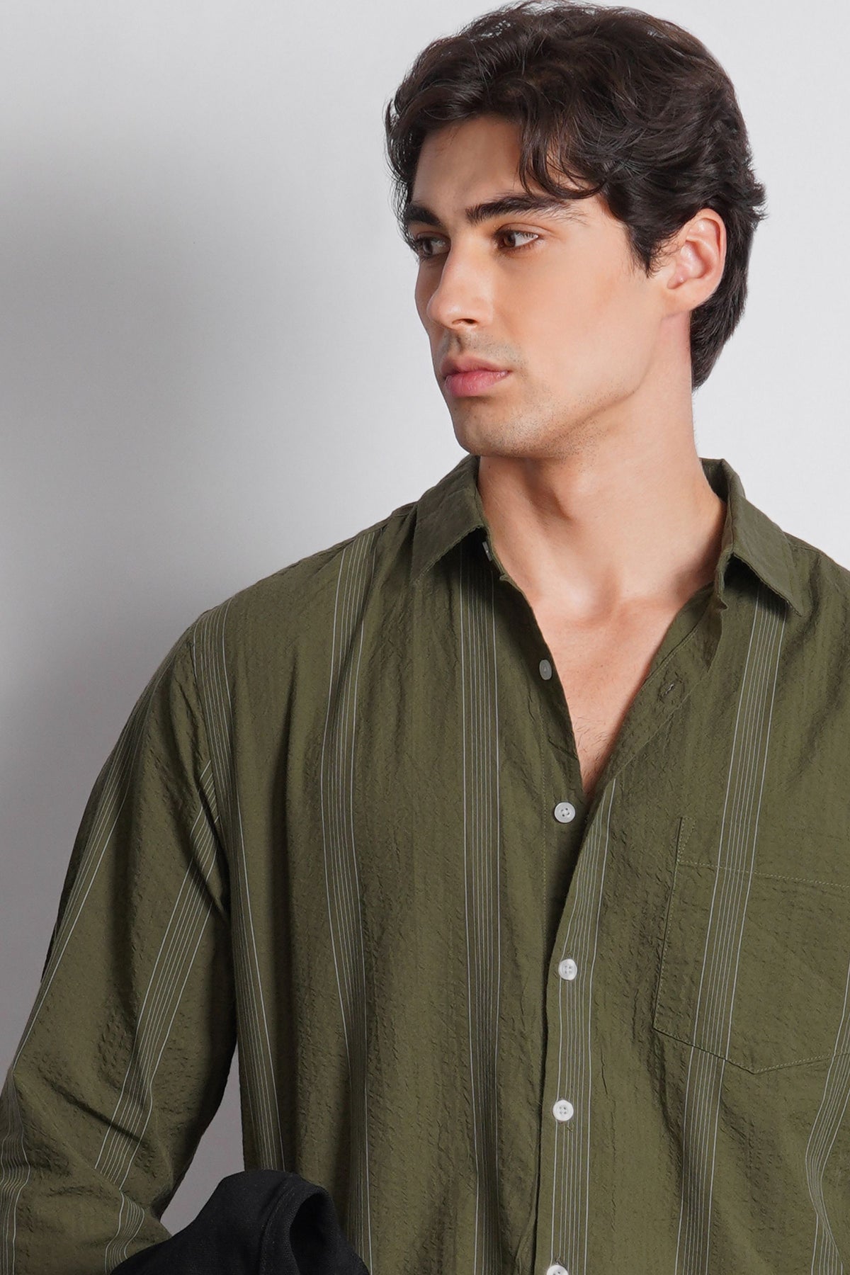 STRIPED MICRO TEXTURD SHIRT