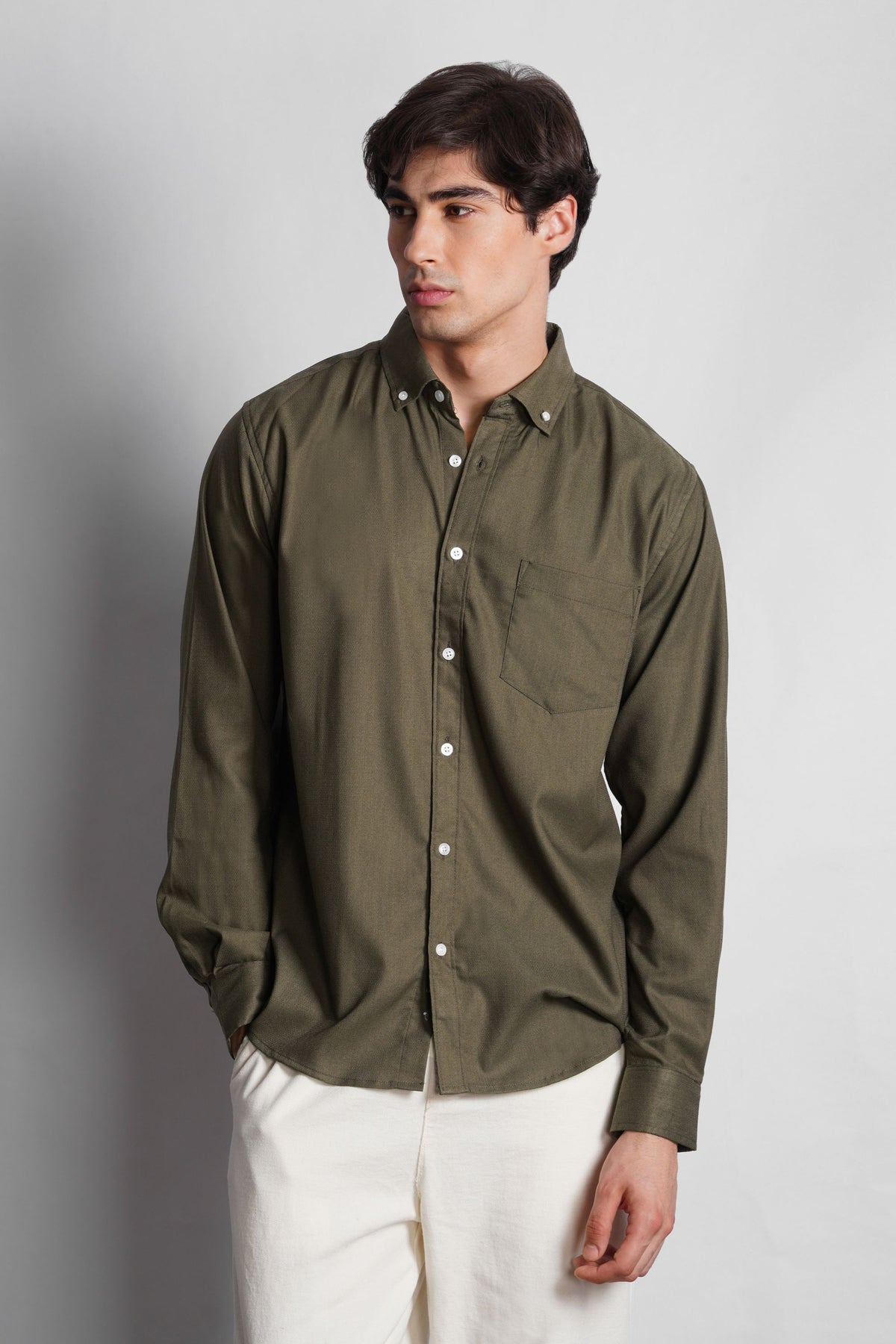 BUTTON DOWN MICRO TEXTURED SHIRT
