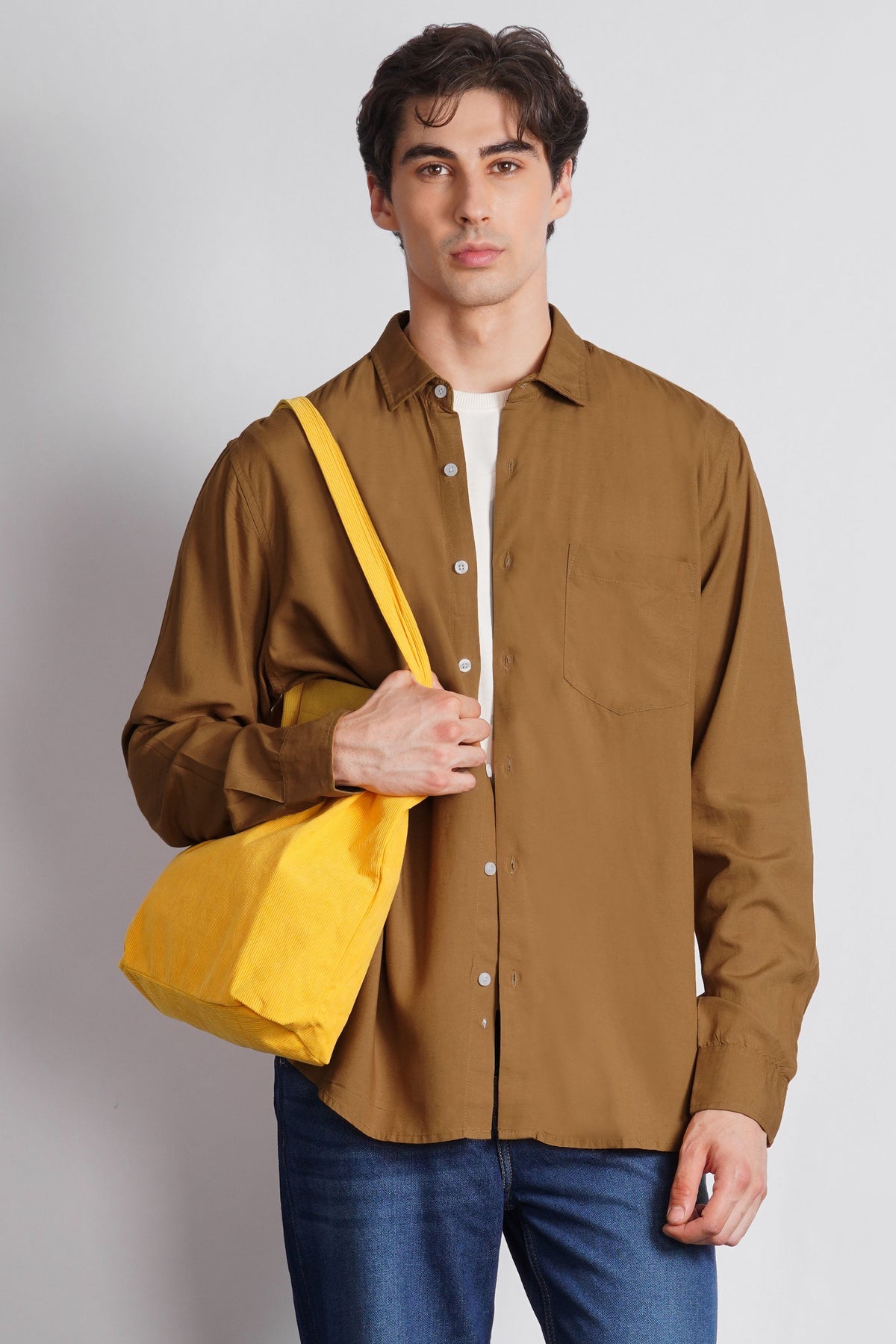 REGULAR FIT VISCOSE LINEN SHIRT
