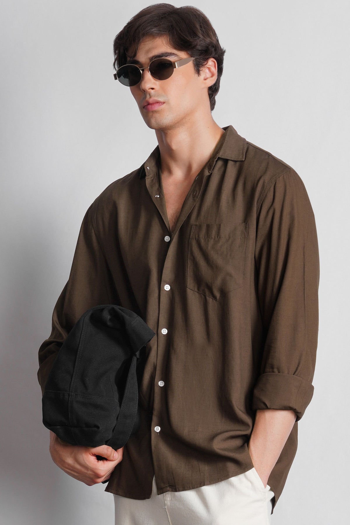REGULAR FIT VISCOSE LINEN SHIRT