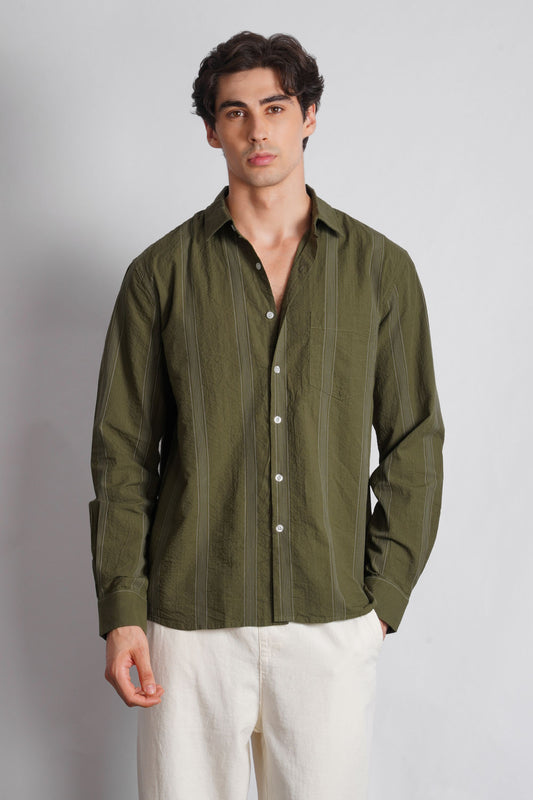 STRIPED MICRO TEXTURD SHIRT