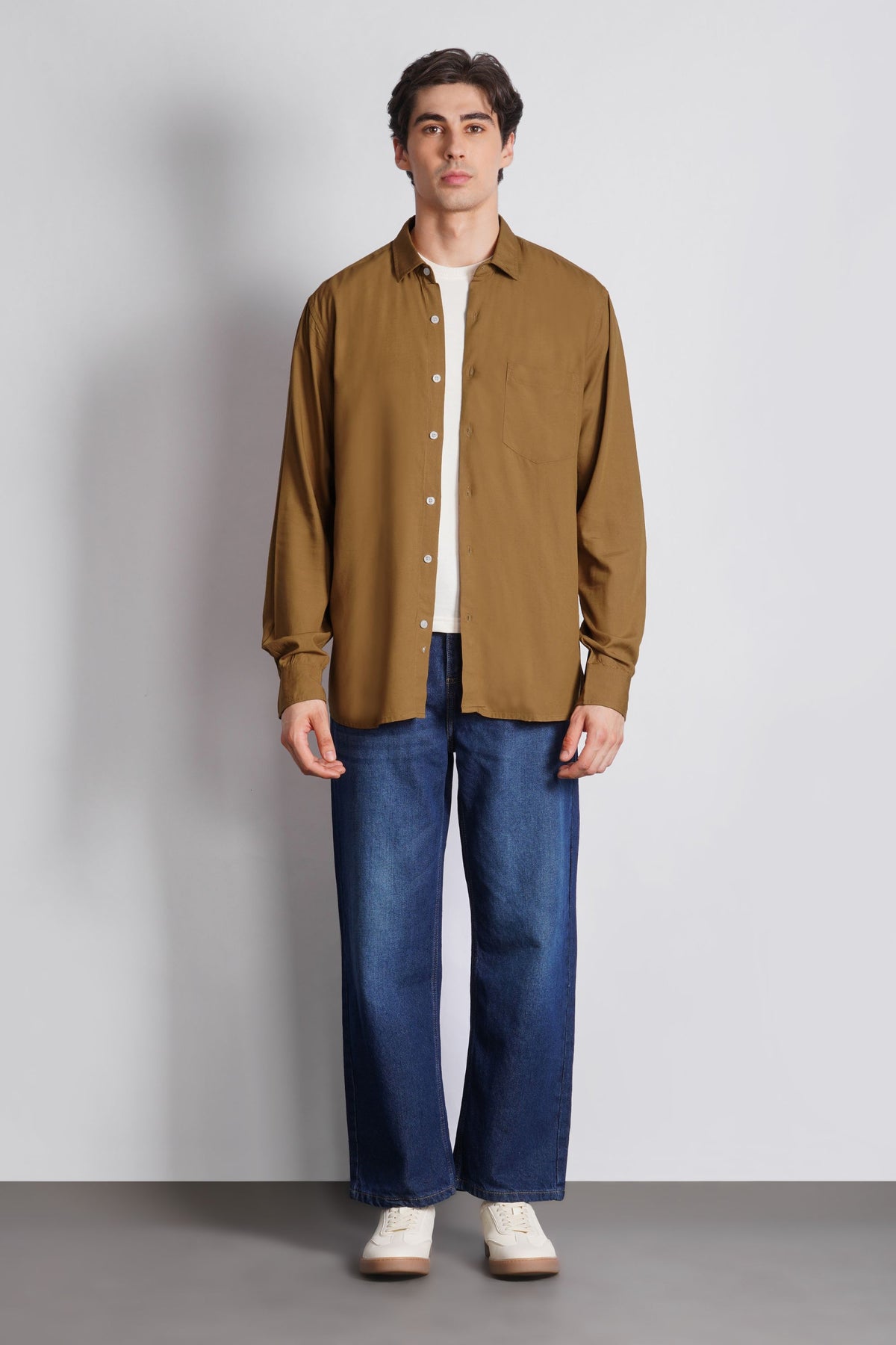REGULAR FIT VISCOSE LINEN SHIRT