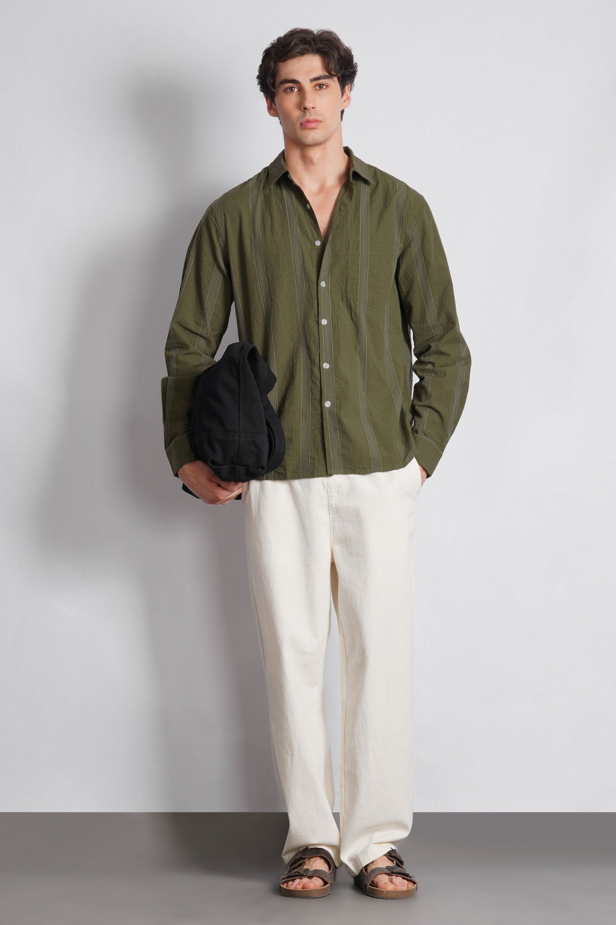 STRIPED MICRO TEXTURD SHIRT