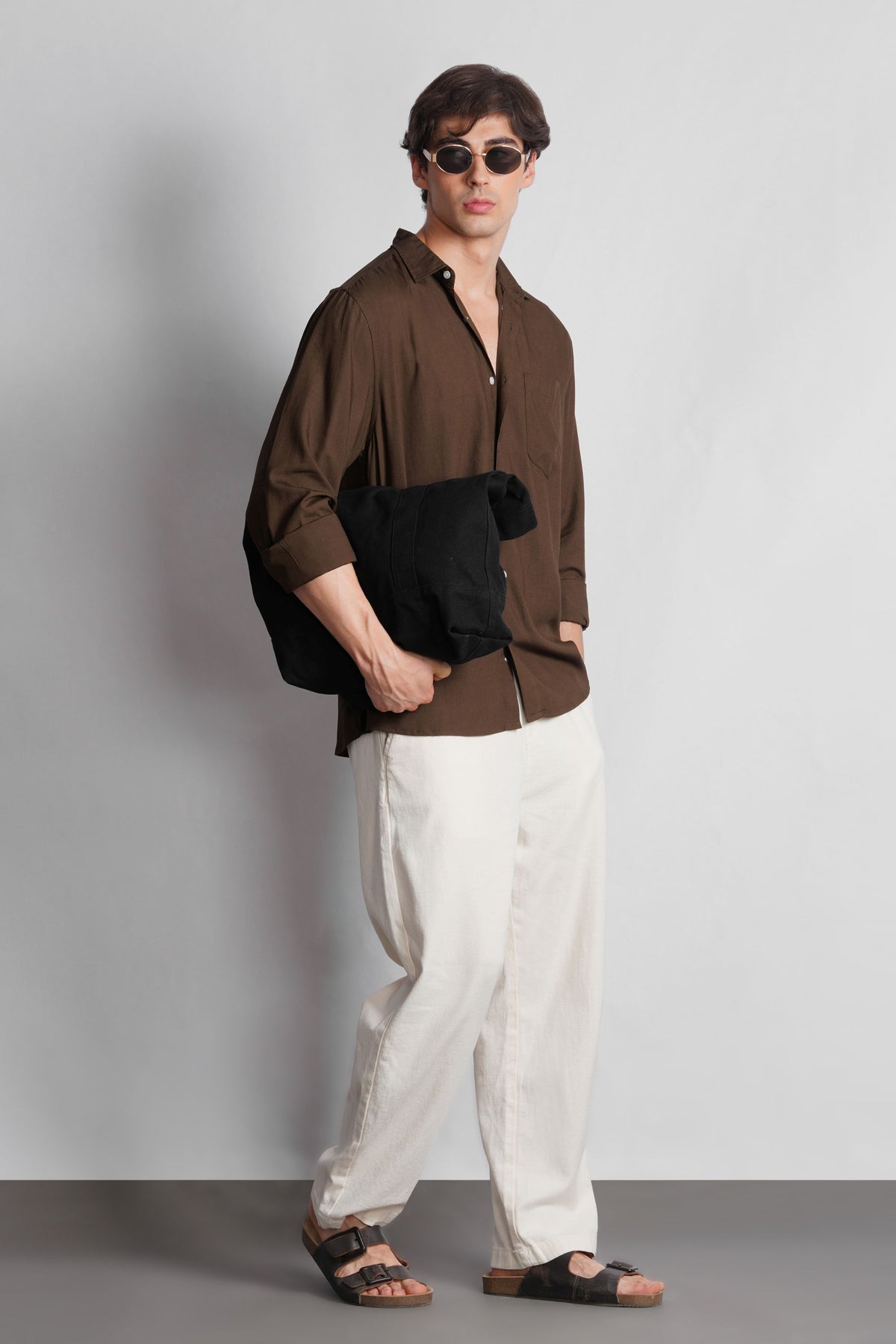 REGULAR FIT VISCOSE LINEN SHIRT