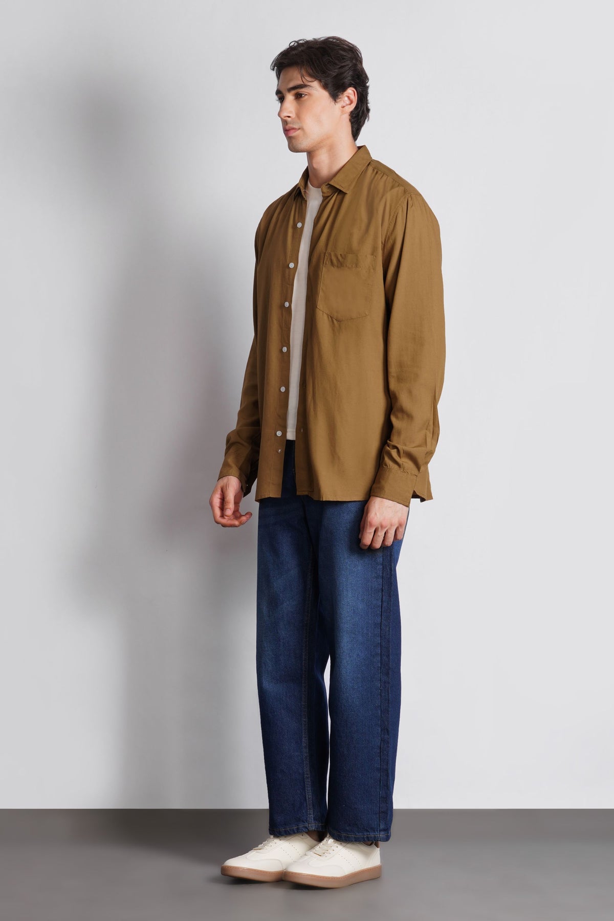 REGULAR FIT VISCOSE LINEN SHIRT