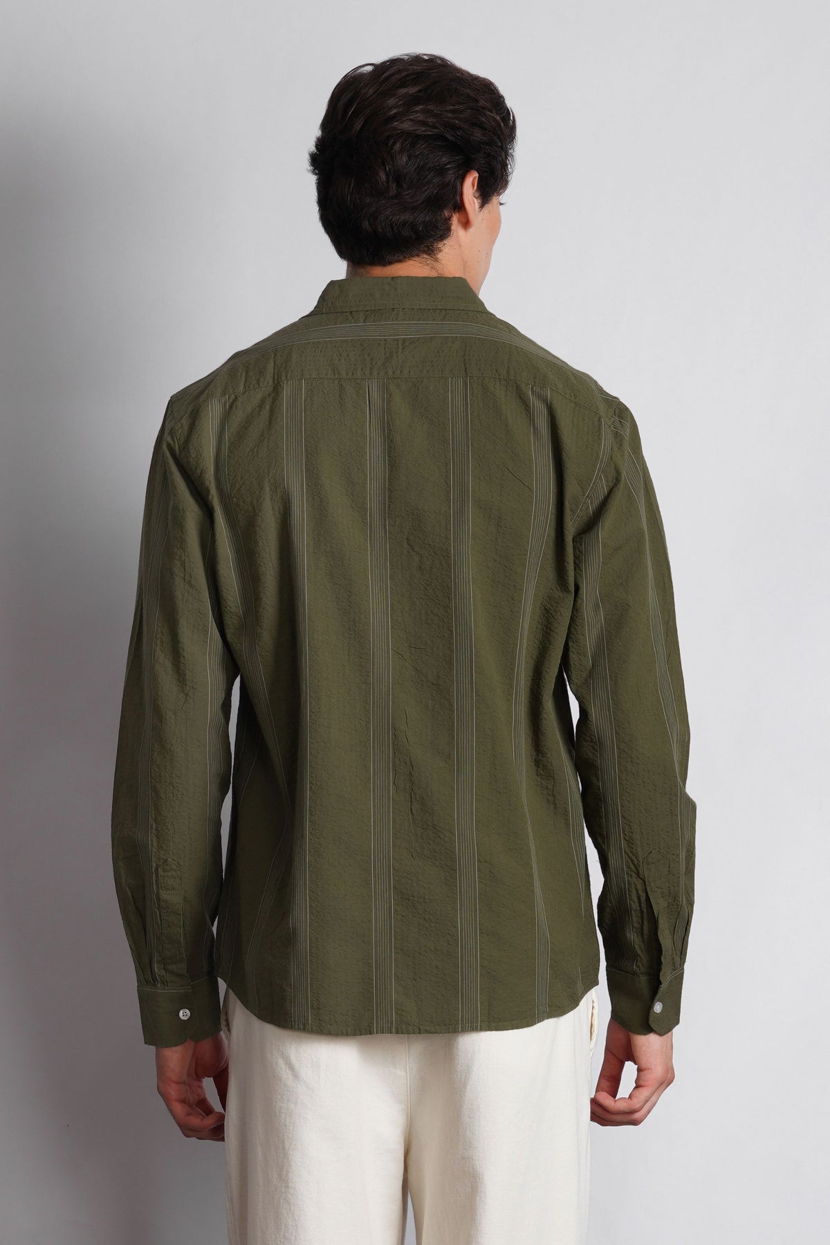 STRIPED MICRO TEXTURD SHIRT