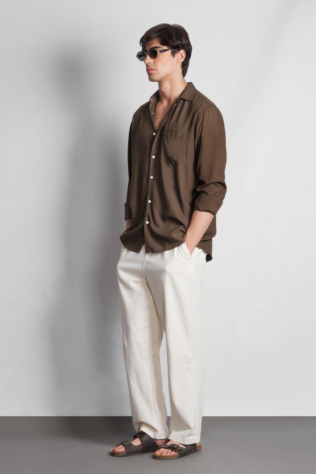 REGULAR FIT VISCOSE LINEN SHIRT