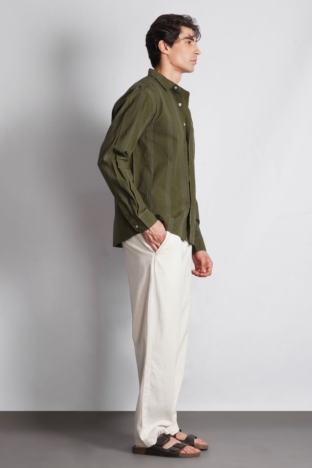 STRIPED MICRO TEXTURD SHIRT