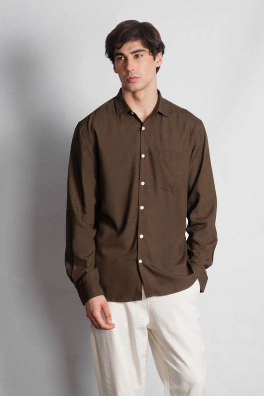 REGULAR FIT VISCOSE LINEN SHIRT