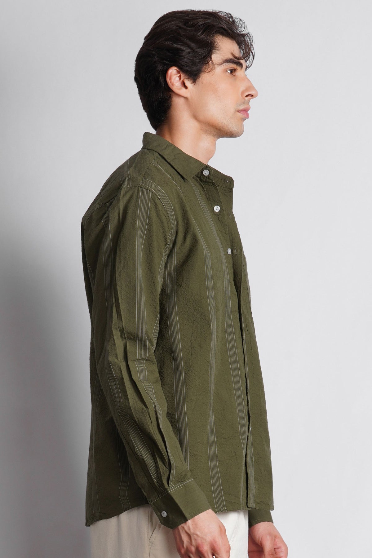 STRIPED MICRO TEXTURD SHIRT