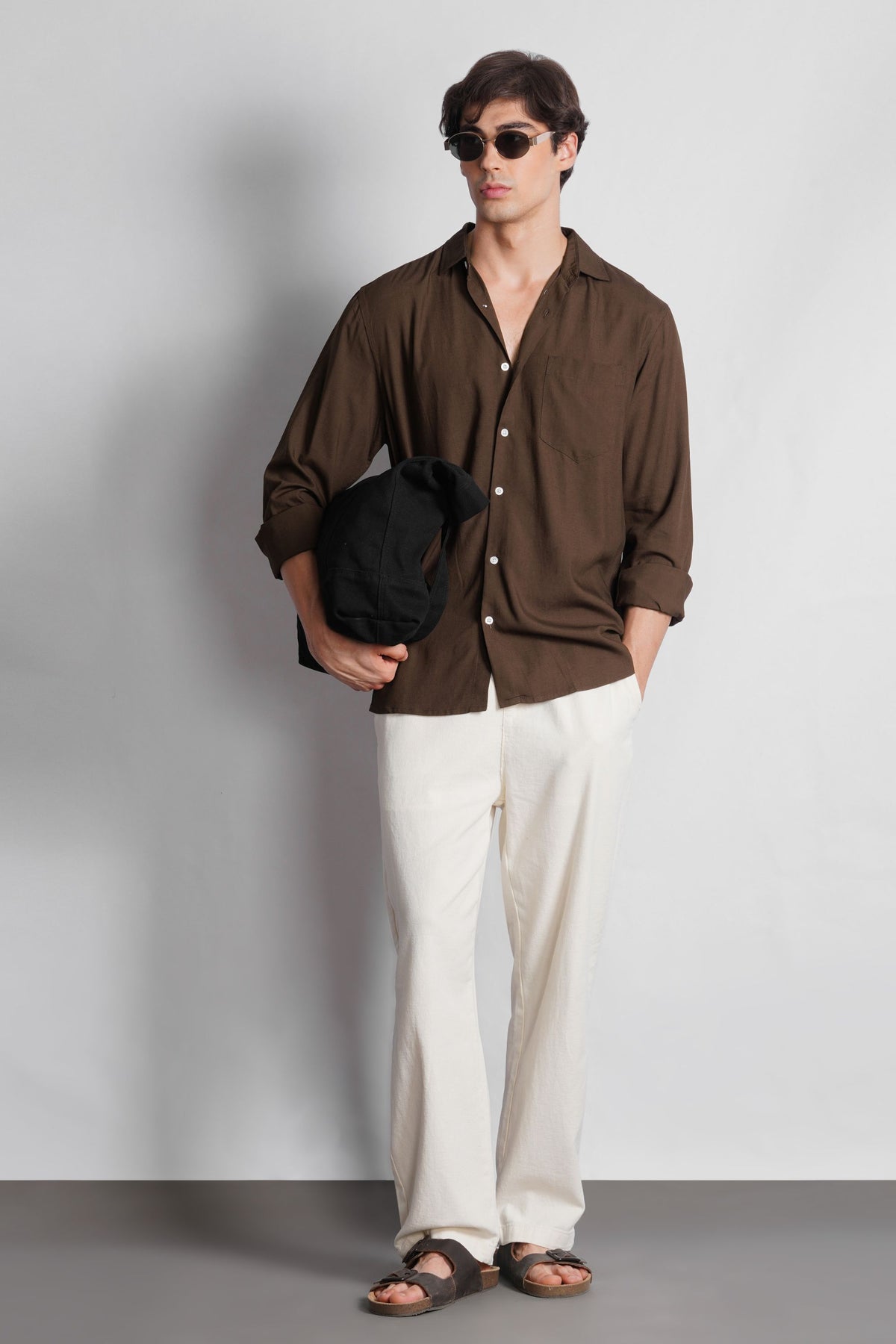 REGULAR FIT VISCOSE LINEN SHIRT